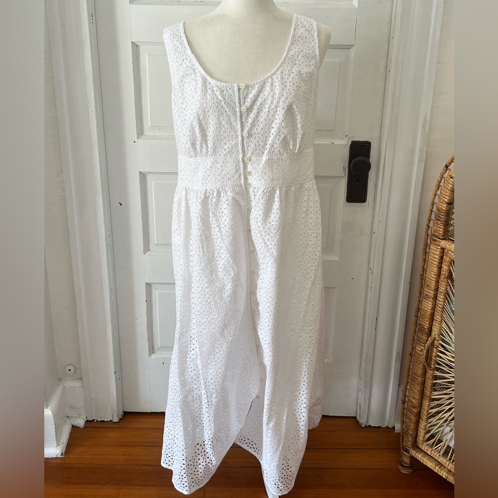 J. Crew | Button Front White Eyelet Dress